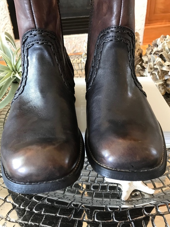 BED STU REVOLUTION TWO-TONED DISTRESSED BLACK BROWN LEATHER WESTERN GRUNGE BOOTS main image 16